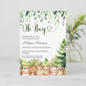 Forest Wild Cubs Oh Boy Baby shower Kaart (Staand voorkant)