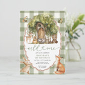 Forest Wild One First Birthday Woodland Animals Kaart (Staand voorkant)