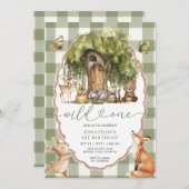 Forest Wild One First Birthday Woodland Animals Kaart (Voorkant / Achterkant)