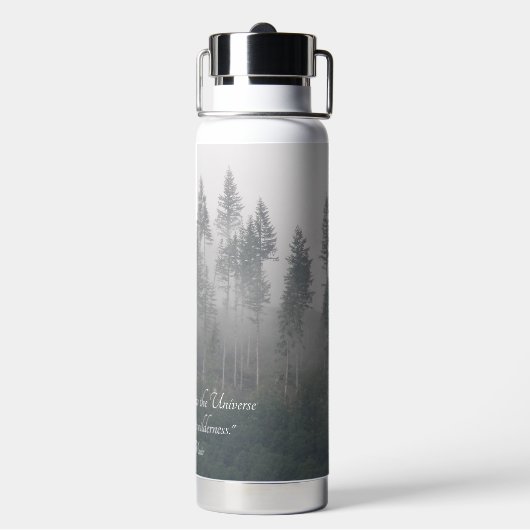Forest Wilderness Foto met John Muir Quote Waterfles (Achterkant)