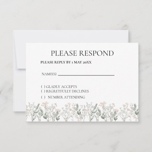 Forest Wildflower Boho RSVP card Kaartje (Voorkant)
