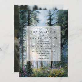 Forest Wildflower Floral Rustic Wedding Photo Kaart