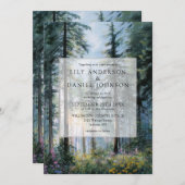 Forest Wildflowers Floral QR Code Wedding Kaart (Voorkant / Achterkant)