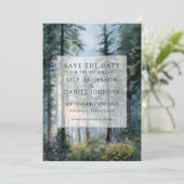 Forest Wildflowers Floral Rustic Photo Wedding Save The Date (Staand voorkant)