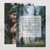 Forest Wildflowers Floral Rustic Photo Wedding Save The Date (Voorkant / Achterkant)