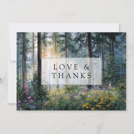 Forest Wildflowers Floral Rustic Wedding Photo Bedankkaart (Voorkant)
