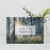 Forest Wildflowers Floral Rustic Wedding Photo Bedankkaart (Staand voorkant)
