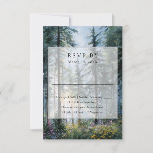 Forest Wildflowers Floral Rustic Wedding RSVP Kaartje (Voorkant)