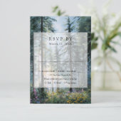 Forest Wildflowers Floral Rustic Wedding RSVP Kaartje (Staand voorkant)