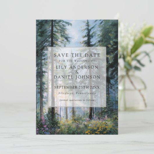 Forest Wildflowers Floral Rustic Wedding Save The Date (Staand voorkant)