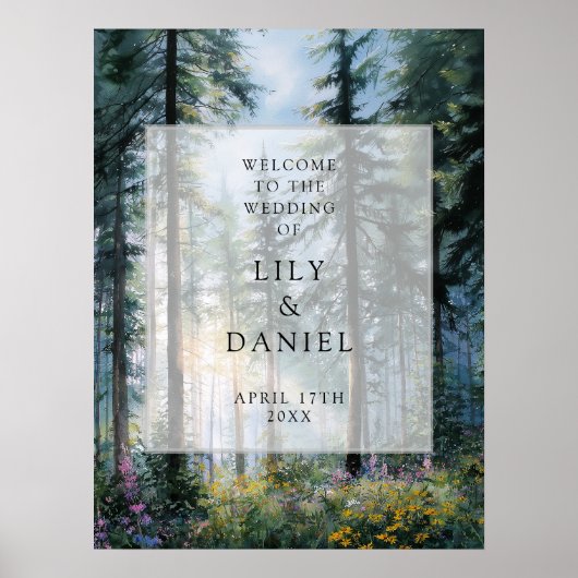 Forest Wildflowers Floral Wedding Welcome Sign Poster (Voorkant)