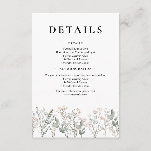 Forest Wildflowers QR Code Enclosure Card Informatiekaartje (Voorkant)