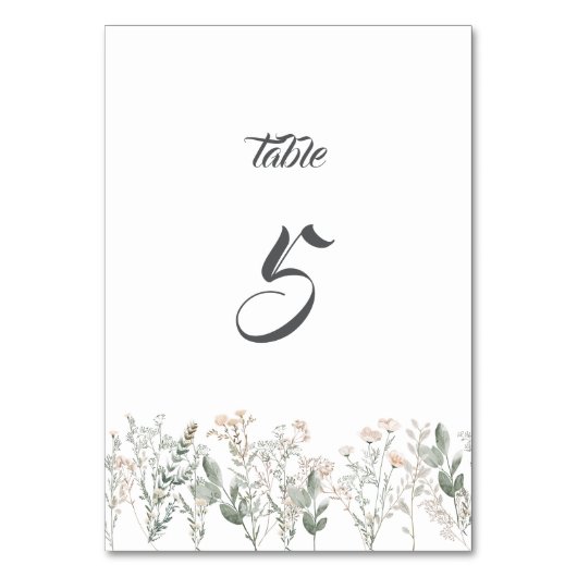 Forest Wildflowers Table Number Card Kaart (Voorkant)