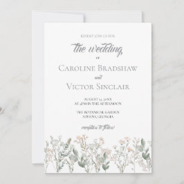 Forest Wildflowers Wedding Invitation Kaart