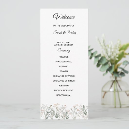 Forest Wildflowers Wedding Program (Staand voorkant)
