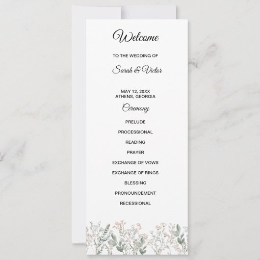 Forest Wildflowers Wedding Program (Voorkant)