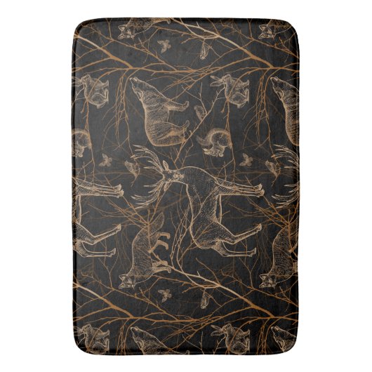 Forest Wildlife Animals Deer Bears Dark Nature Badmat (Voorkant Verticaal)