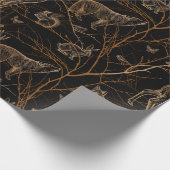 Forest Wildlife Animals Herten Beren Dark Natuur Cadeaupapier (Hoek)