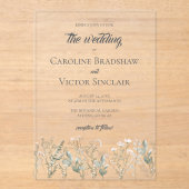 Forest Wilflowers Acrylic Wedding Invitation Acryl Uitnodigingen (Voorkant)