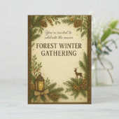 Forest Winter Gathering Invitation | Elegant Kaart (Staand voorkant)