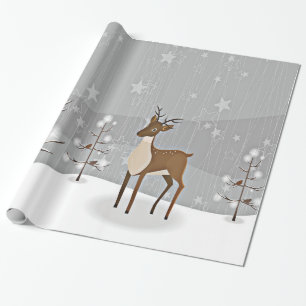 Forest Winter Wonderland Birds and Deer Cadeaupapier