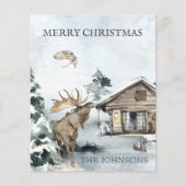 Forest Winter Woodland Cabin Budget Kerstmis (Voorkant)