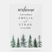 Forest Wintre Watercolor Wedding Acryl Bord (Voorkant)