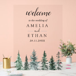 Forest Wintre Watercolor Wedding Acryl Bord