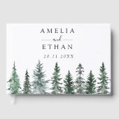 Forest Wintre Watercolor Wedding Gastenboek (Voorkant)