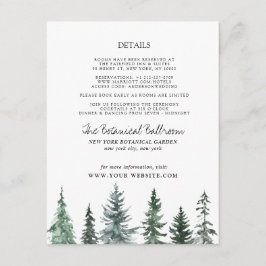 Forest Wintre Watercolor Wedding Informatiekaartje