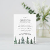 Forest Wintre Watercolor Wedding Informatiekaartje (Staand voorkant)