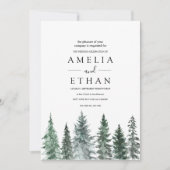 Forest Wintre Watercolor Wedding Kaart (Voorkant)