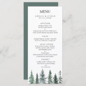 Forest Wintre Watercolor Wedding Menu (Voorkant / Achterkant)