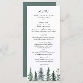 Forest Wintre Watercolor Wedding Menu