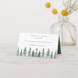 Forest Wintre Watercolor Wedding Plaatskaartje
