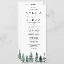 Forest Wintre Watercolor Wedding Programmakaart