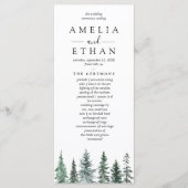 Forest Wintre Watercolor Wedding Programmakaart (Voorkant)
