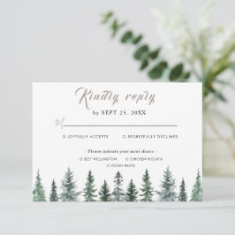 Forest Wintre Watercolor Wedding RSVP Kaartje