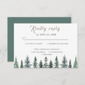 Forest Wintre Watercolor Wedding RSVP Kaartje (Voorkant / Achterkant)