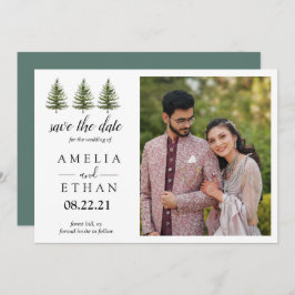 Forest Wintre Watercolor Wedding Save The Date