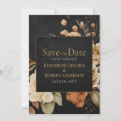 Forest Witch Black Floral Save the Date (Voorkant)