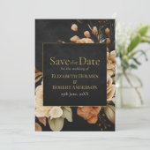 Forest Witch Black Floral Save the Date (Staand voorkant)