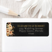 Forest Witch Black Floral Wedding Address Label (Insitu)