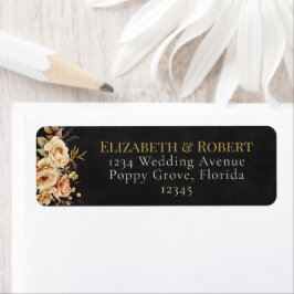 Forest Witch Black Floral Wedding Address Label