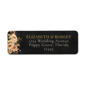 Forest Witch Black Floral Wedding Address Label (Voorkant)