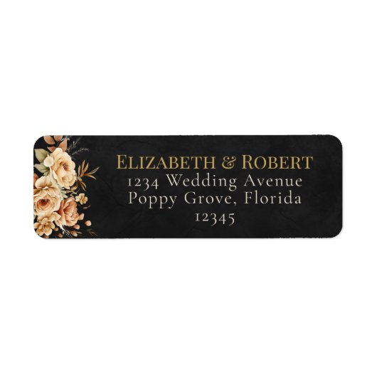 Forest Witch Black Floral Wedding Address Label (Voorkant)