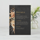Forest Witch Black Floral Wedding Details Card Kaart (Staand voorkant)
