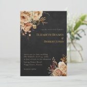 Forest Witch Black Floral Wedding Invitation Kaart (Staand voorkant)