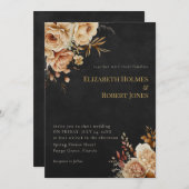 Forest Witch Black Floral Wedding Invitation Kaart (Voorkant / Achterkant)