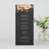 Forest Witch Black Floral Wedding Menu (Staand voorkant)